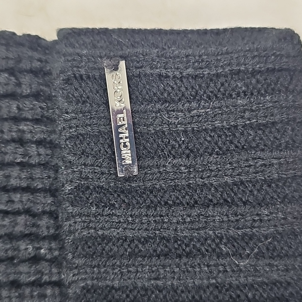 Michael Kors Black Knit Beanie Hat View 2